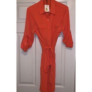 Calvin Klein Tangerine Bottom Down Dress